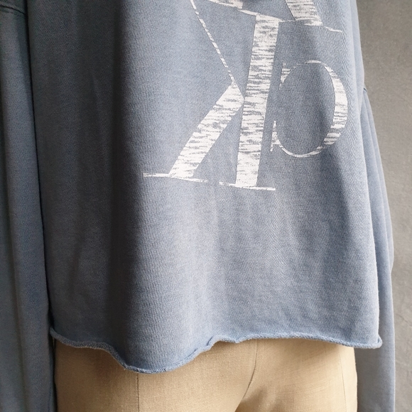 Calvin Klein Jeans Baby Blue Raw Hem Distressed Logo Comfy Hoodie  Sweatshirt MD - Picture 8 of 15